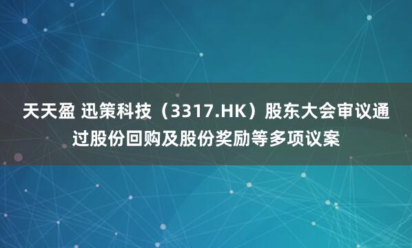 天天盈 迅策科技（3317.HK）股东大会审议通过股份回购及股份奖励等多项议案